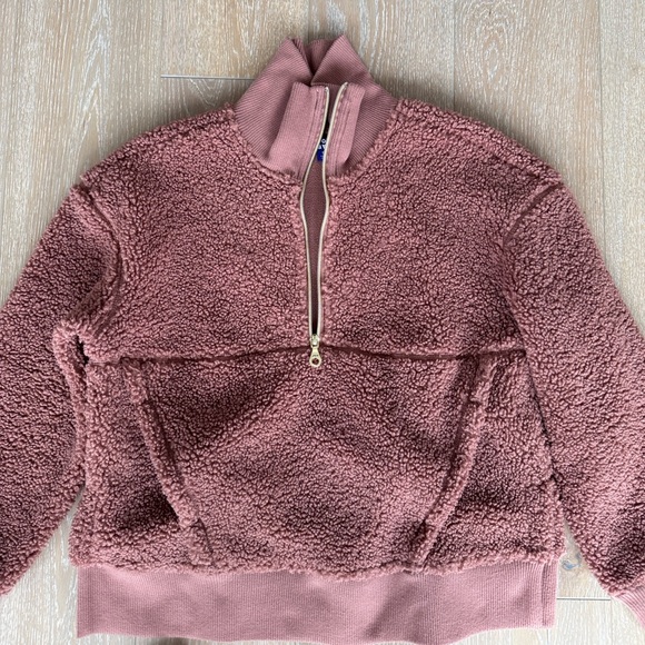 JoyLab Sherpa Mauve Pink Quarter-Zip Fleece Pullover. Size Medium. - Picture 2 of 7